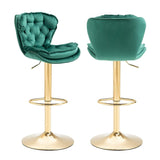 Table & Bar Stools: SERENITà Swivel Bar Stools Set of 2 Counter Height Barstools with Back Velvet Upholstered Adjustable Stool Chair Min Century Modern Bar Stool for Kitchen Island (Emerald Green)