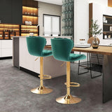 Table & Bar Stools: SERENITà Swivel Bar Stools Set of 2 Counter Height Barstools with Back Velvet Upholstered Adjustable Stool Chair Min Century Modern Bar Stool for Kitchen Island (Emerald Green)