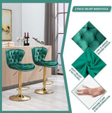 Table & Bar Stools: SERENITà Swivel Bar Stools Set of 2 Counter Height Barstools with Back Velvet Upholstered Adjustable Stool Chair Min Century Modern Bar Stool for Kitchen Island (Emerald Green)