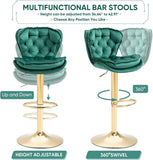 Table & Bar Stools: SERENITà Swivel Bar Stools Set of 2 Counter Height Barstools with Back Velvet Upholstered Adjustable Stool Chair Min Century Modern Bar Stool for Kitchen Island (Emerald Green)