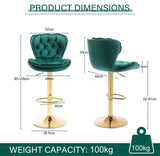 Table & Bar Stools: SERENITà Swivel Bar Stools Set of 2 Counter Height Barstools with Back Velvet Upholstered Adjustable Stool Chair Min Century Modern Bar Stool for Kitchen Island (Emerald Green)