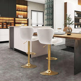 Table & Bar Stools: SERENITà Swivel Bar Stools Set of 2 Counter Height Barstools with Back Velvet Upholstered Adjustable Stool Chair Min Century Modern Bar Stool for Kitchen Island (Ivory)