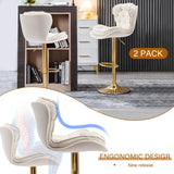 Table & Bar Stools: SERENITà Swivel Bar Stools Set of 2 Counter Height Barstools with Back Velvet Upholstered Adjustable Stool Chair Min Century Modern Bar Stool for Kitchen Island (Ivory)