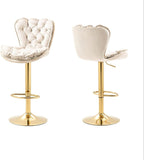 Table & Bar Stools: SERENITà Swivel Bar Stools Set of 2 Counter Height Barstools with Back Velvet Upholstered Adjustable Stool Chair Min Century Modern Bar Stool for Kitchen Island (Ivory)