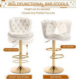 Table & Bar Stools: SERENITà Swivel Bar Stools Set of 2 Counter Height Barstools with Back Velvet Upholstered Adjustable Stool Chair Min Century Modern Bar Stool for Kitchen Island (Ivory)