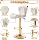 Table & Bar Stools: SERENITà Swivel Bar Stools Set of 2 Counter Height Barstools with Back Velvet Upholstered Adjustable Stool Chair Min Century Modern Bar Stool for Kitchen Island (Ivory)