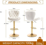 Table & Bar Stools: SERENITà Swivel Bar Stools Set of 2 Counter Height Barstools with Back Velvet Upholstered Adjustable Stool Chair Min Century Modern Bar Stool for Kitchen Island (Ivory)