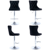 Table & Bar Stools: SERENITà Black Velvet Bar Stools Adjustable Swivel Counter Height Chairs with Tufted Back and Nailhead Trim for Kitchen Island Pub Restaurant (2Pcs, Chrome Metal)