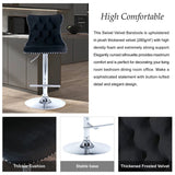 Table & Bar Stools: SERENITà Black Velvet Bar Stools Adjustable Swivel Counter Height Chairs with Tufted Back and Nailhead Trim for Kitchen Island Pub Restaurant (2Pcs, Chrome Metal)