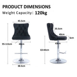 Table & Bar Stools: SERENITà Black Velvet Bar Stools Adjustable Swivel Counter Height Chairs with Tufted Back and Nailhead Trim for Kitchen Island Pub Restaurant (2Pcs, Chrome Metal)