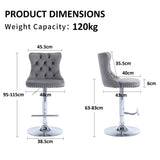 Table & Bar Stools: SERENITà Gray Velvet Bar Stools Adjustable Swivel Counter Height Chairs with Tufted Back and Nailhead Trim for Kitchen Island Pub Restaurant (2Pcs, Chrome Metal, Grey)