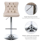 Table & Bar Stools: SERENITà Ivory Velvet Bar Stools Adjustable Swivel Counter Height Chairs with Tufted Back and Nailhead Trim for Kitchen Island Pub Restaurant (2Pcs, Chrome Metal)