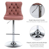 Table & Bar Stools: SERENITà Pink Velvet Bar Stools Adjustable Swivel Counter Height Chairs with Tufted Back and Nailhead Trim for Kitchen Island Pub Restaurant (2Pcs, Chrome Metal)