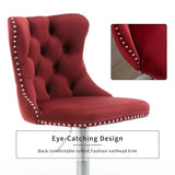 Table & Bar Stools: SERENITà Red Velvet Bar Stools Adjustable Swivel Counter Height Chairs with Tufted Back and Nailhead Trim for Kitchen Island Pub Restaurant (2Pcs, Chrome Metal)