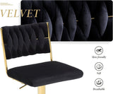 Table & Bar Stools: SERENITà  2x Velvet Bar Stools with Braided Back Elegant Kitchen High Chairs, Kitchen Island Stools Adjustable Height Swivel Bar Chairs with Gold Legs for Home-Black