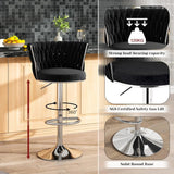 Table & Bar Stools: SERENITà Modern Silver Swivel Upholstered Velvet Adjustable Height Counter Stool with Metal Frame Black (Set of 2)