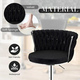 Table & Bar Stools: SERENITà Modern Silver Swivel Upholstered Velvet Adjustable Height Counter Stool with Metal Frame Black (Set of 2)