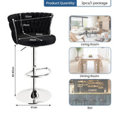 Table & Bar Stools: SERENITà Modern Silver Swivel Upholstered Velvet Adjustable Height Counter Stool with Metal Frame Black (Set of 2)
