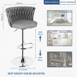 Table & Bar Stools: SERENITà Modern Silver Swivel Upholstered Velvet Adjustable Height Counter Stool with Metal Frame Grey (Set of 2)