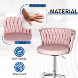 Table & Bar Stools: SERENITà Modern Silver Swivel Upholstered Velvet Adjustable Height Counter Stool with Metal Frame Pink (Set of 2)