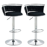 Table & Bar Stools: SERENITà Silver Swivel Upholstered Velvet Adjustable Height Counter Stool with Metal Frame Black (Set of 2)