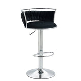 Table & Bar Stools: SERENITà Silver Swivel Upholstered Velvet Adjustable Height Counter Stool with Metal Frame Black (Set of 2)
