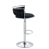 Table & Bar Stools: SERENITà Silver Swivel Upholstered Velvet Adjustable Height Counter Stool with Metal Frame Black (Set of 2)