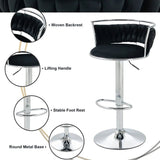 Table & Bar Stools: SERENITà Silver Swivel Upholstered Velvet Adjustable Height Counter Stool with Metal Frame Black (Set of 2)