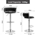 Table & Bar Stools: SERENITà Silver Swivel Upholstered Velvet Adjustable Height Counter Stool with Metal Frame Black (Set of 2)