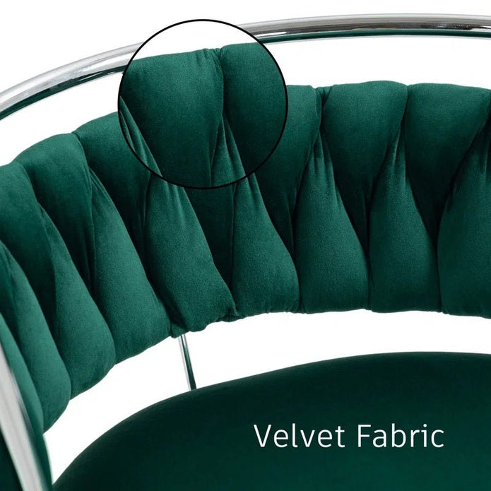 Table & Bar Stools: SERENITà Silver Swivel Upholstered Velvet Adjustable Height Counter Stool with Metal Frame Emerald Green (Set of 2)