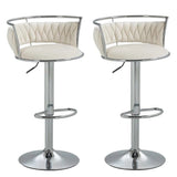 Table & Bar Stools: SERENITà Silver Swivel Upholstered Velvet Adjustable Height Counter Stool with Metal Frame White (Set of 2)
