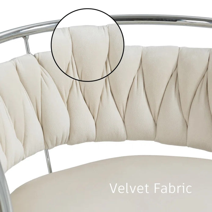 Table & Bar Stools: SERENITà Silver Swivel Upholstered Velvet Adjustable Height Counter Stool with Metal Frame White (Set of 2)