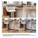 Table & Bar Stools: SERENITà Silver Swivel Upholstered Velvet Adjustable Height Counter Stool with Metal Frame White (Set of 2)