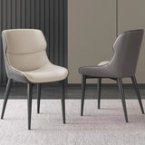 Outdoor Chairs: Orange Brown Italian Minimal List Dining Chairs PU Retro Chair Cafe Kitchen Modern Metal Legs x2