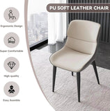 Outdoor Chairs: Orange Brown Italian Minimal List Dining Chairs PU Retro Chair Cafe Kitchen Modern Metal Legs x2