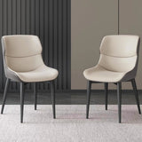 Outdoor Chairs: Orange Brown Italian Minimal List Dining Chairs PU Retro Chair Cafe Kitchen Modern Metal Legs x2