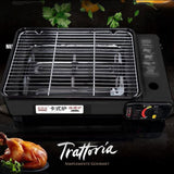 BBQ Tools: Portable Gas Stove Burner Butane BBQ Camping Gas Cooker With Non Stick Plate Black with Fish Pan and Lid