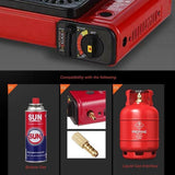 BBQ Tools: Portable Gas Stove Burner Butane BBQ Camping Gas Cooker With Non Stick Plate Black with Fish Pan and Lid