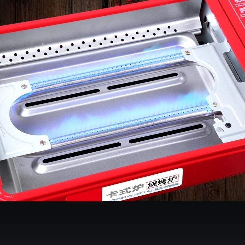 BBQ Tools: Portable Gas Stove Burner Butane BBQ Camping Gas Cooker With Non Stick Plate Black with Fish Pan and Lid