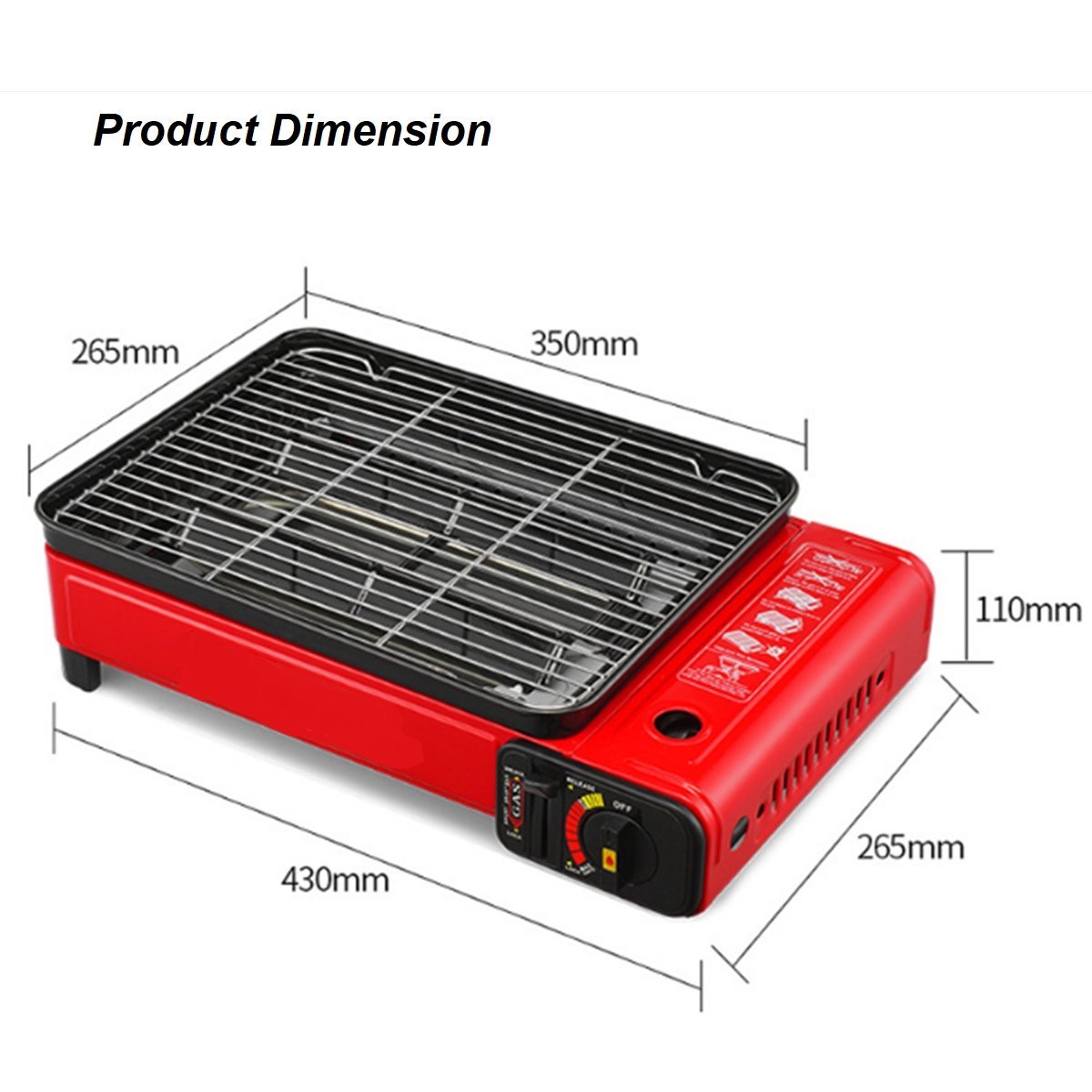 BBQ Tools: Portable Gas Stove Burner Butane BBQ Camping Gas Cooker With Non Stick Plate Black
