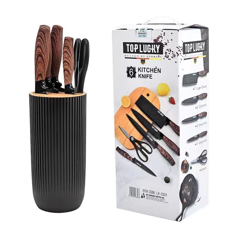 Kitchen Knives: 6-Piece Kitchen Knife Set Non-Stick Stainless Steel Blades with Universal Knife Block