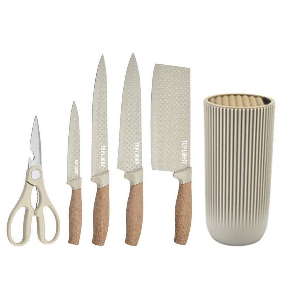 Kitchen Knives: 6-Piece Kitchen Knife Set Non-Stick Stainless Steel Blades with Universal Knife Block