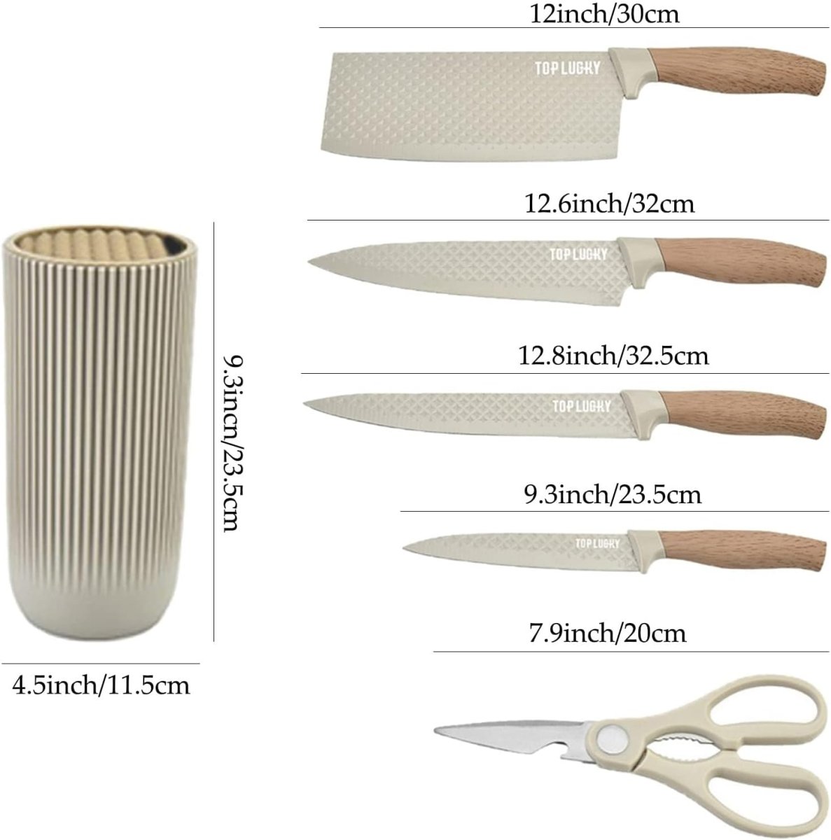Kitchen Knives: 6-Piece Kitchen Knife Set Non-Stick Stainless Steel Blades with Universal Knife Block