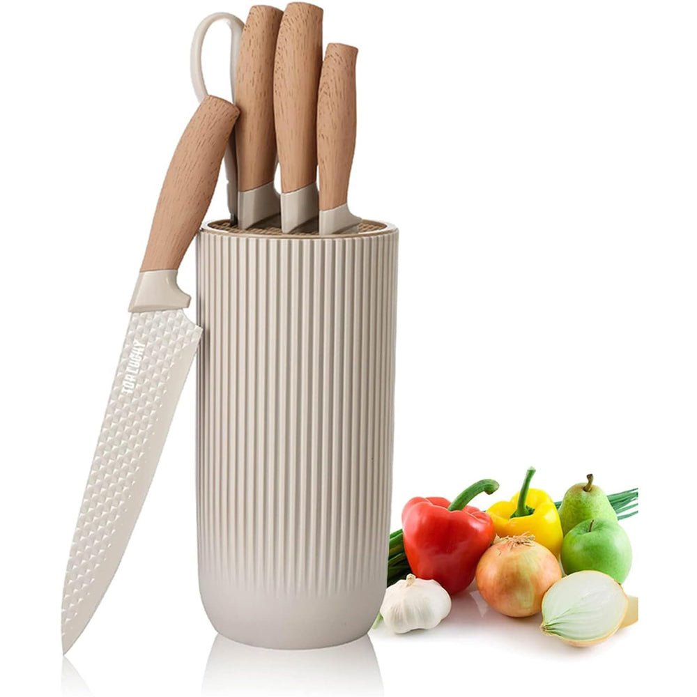 Kitchen Knives: 6-Piece Kitchen Knife Set Non-Stick Stainless Steel Blades with Universal Knife Block