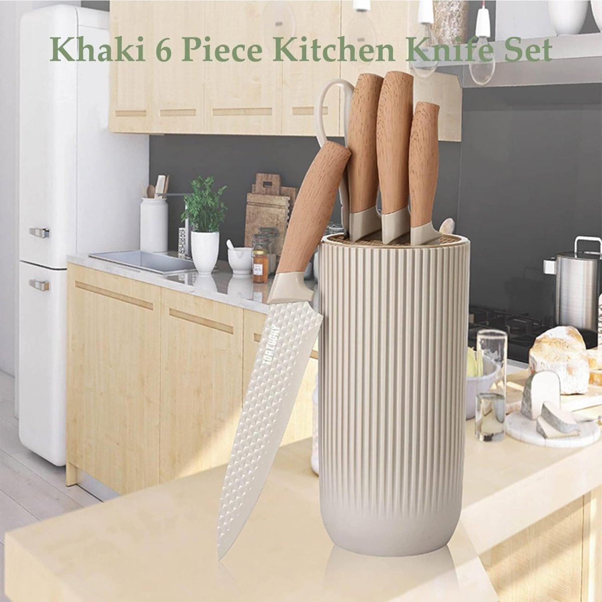 Kitchen Knives: 6-Piece Kitchen Knife Set Non-Stick Stainless Steel Blades with Universal Knife Block