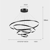 Ceiling Lights: Black 5 Rings Minimalist LED Pendant Light Adjustable Circular Chandelier