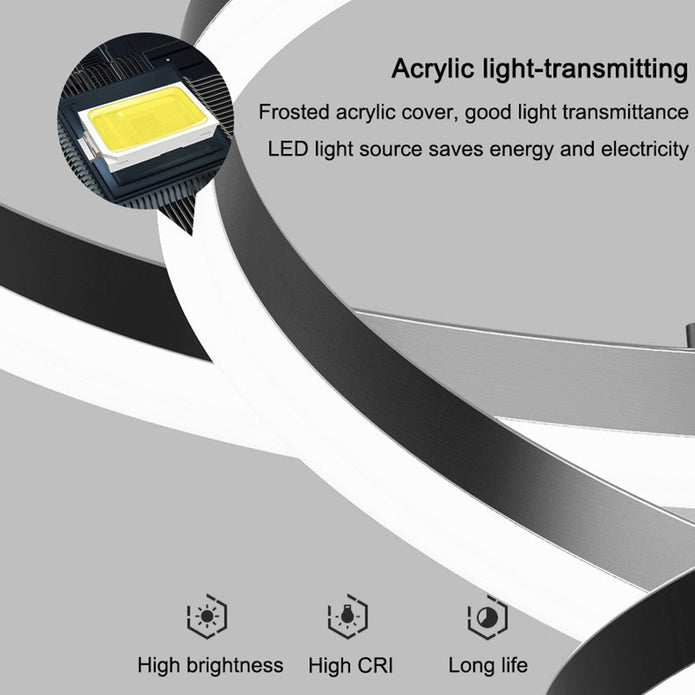 Ceiling Lights: Gold 4 Rings Minimalist LED Pendant Light Adjustable Circular Chandelier