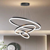 Ceiling Lights: Gold 4 Rings Minimalist LED Pendant Light Adjustable Circular Chandelier