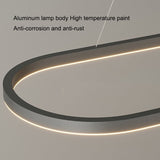 Ceiling Lights: Modern Minimalist Oval Pendant Light Adjustable LED Chandelier Black
