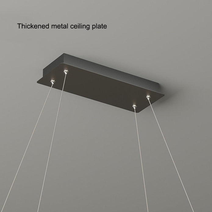Ceiling Lights: Modern Minimalist Oval Pendant Light Adjustable LED Chandelier Black